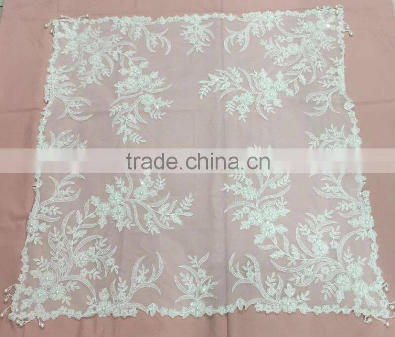 White net mesh fabric handmade beaded Tablecloth