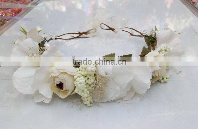 HL017 wholesale Fashion tiara flower crown headband for women wedding flower garland crown