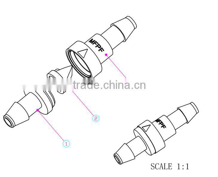3/16" duckbill check valve plastic check valve