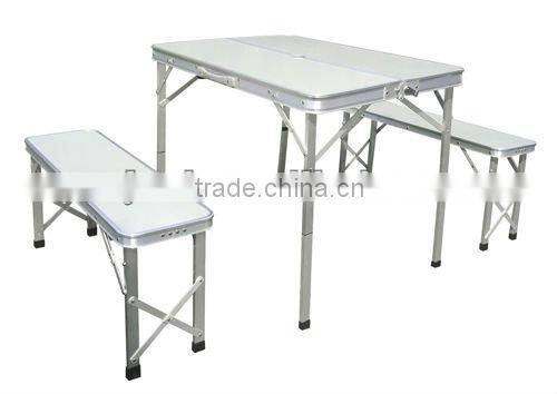 Outdoor Aluminum Portable Garden picnic Table with two long beach