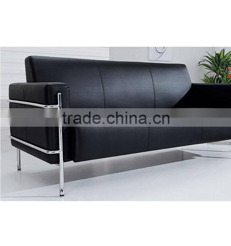 Hot Sale Modern Black Leather Sofa With Steel Frame