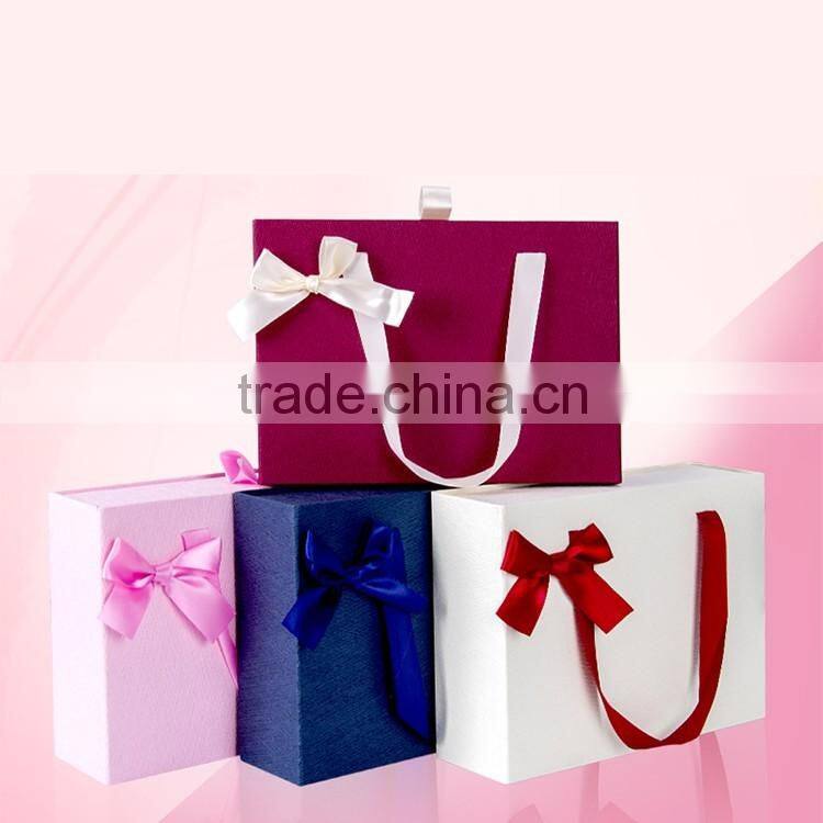 Delicacy printed customized paper gift box luxury with Bowknot