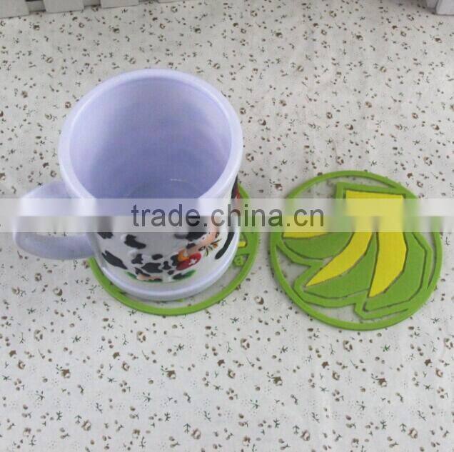 plastic soft pvc apple shape coaster