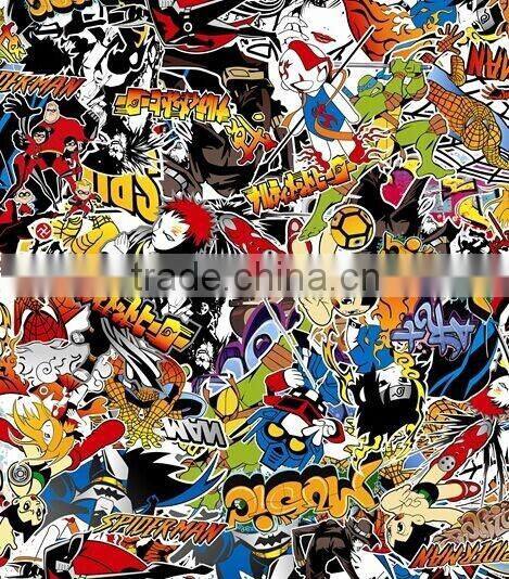 China Colorful car wrap hydrographic film sticker bomb
