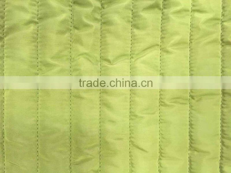 Fashion polyester stripe embroidered thermal padded fabric with quilting for down coats/jacket