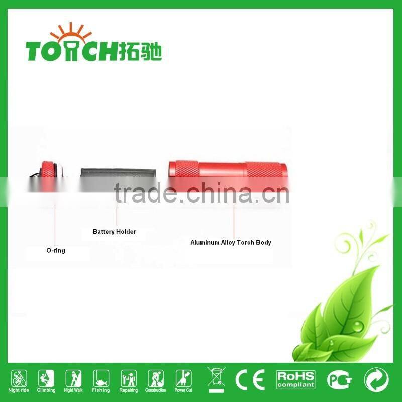 Hot Mini Cheap Aluminum 9 LED Flashlight for promotion gift LED flashlight