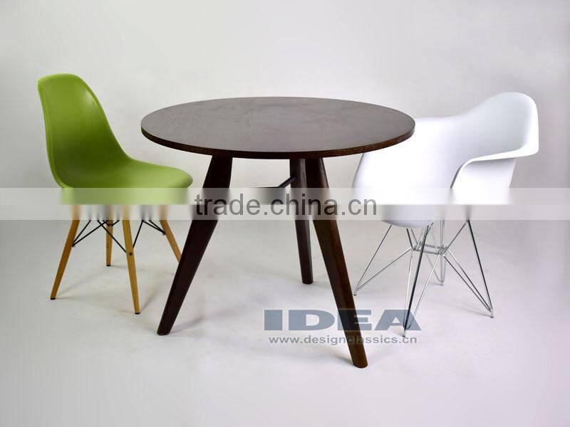 Replica Jean Prouve Gueridon Dining Table - Solid Ash Stained in Walnut color