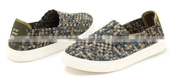 Handmade Elastic Woven Slip On Casual Shoes Men