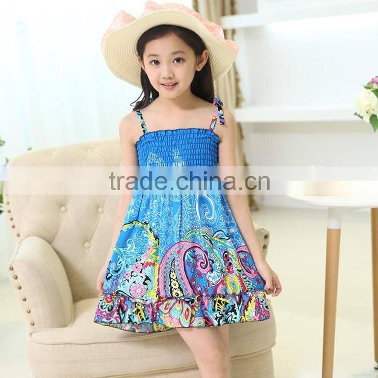 girls party dresses kids hot summer modal beach strap dress /girl beach party dresses