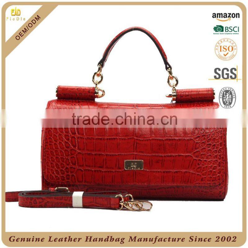 S312A-A2370 2016 Hand bags Crocodile leather crossbody bag Red purse alibaba china