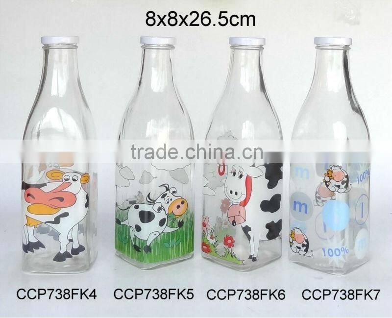 CCP434K42 glass milk bottle with decal printing