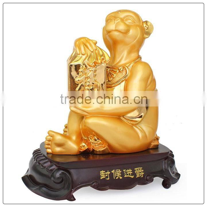 Resin24K Golden color monkey statue ,chinese zodiac statue