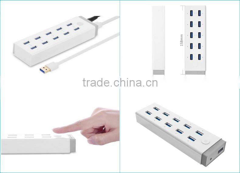 10 Port USB 3.0 Hi Speed Multi Hub Expansion with Power Adaptor for PC & Laptop