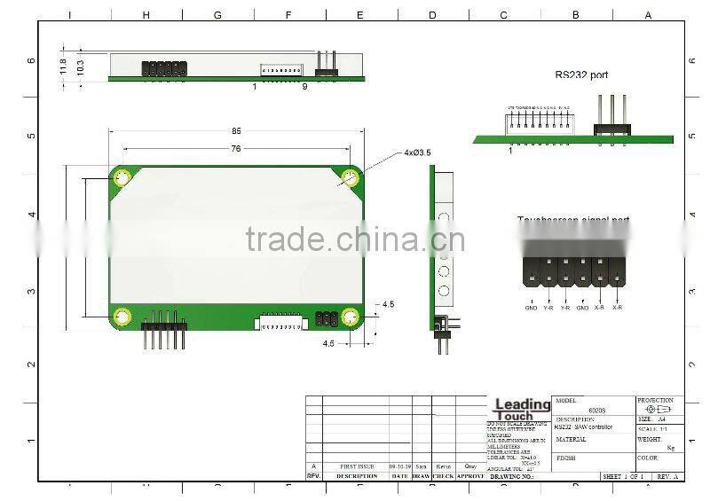 Dual rs232 and USB Touch Controller for SAW touch screen