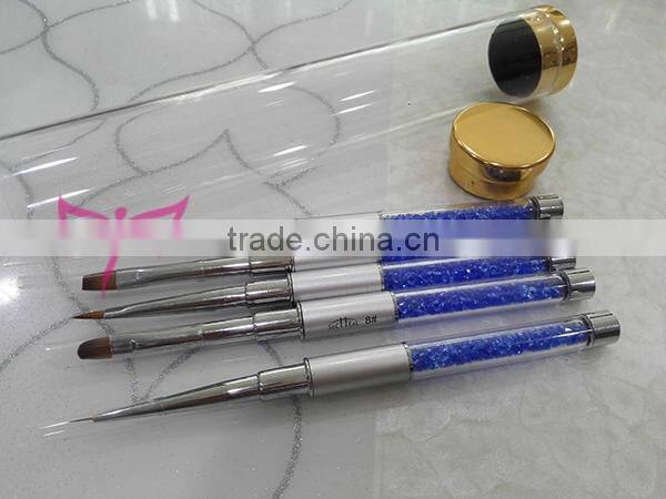 Kolinsky acrylic nail brush with rhinestone design