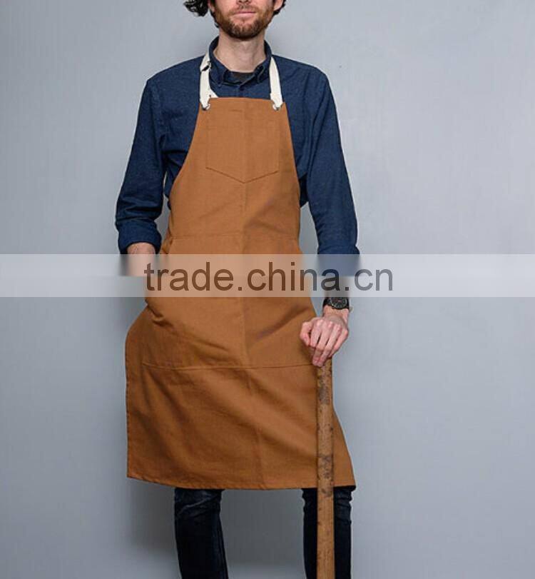 cheap wholesale canvas coffee shop apron with cotton webbing straps