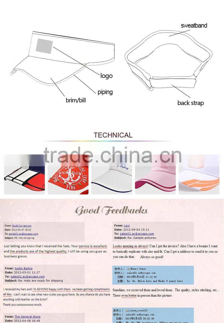 custom promotional plain blank tennis visor hat
