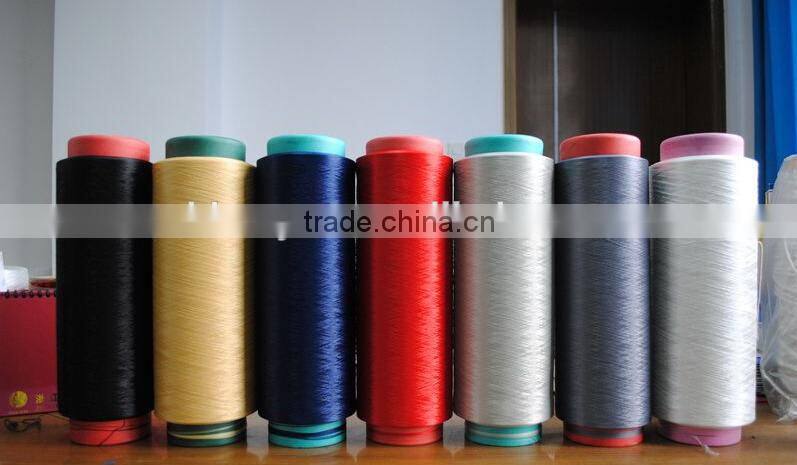 Polyester Yarn DTY , semi dull, dope dyed colors AA grade textured yarn