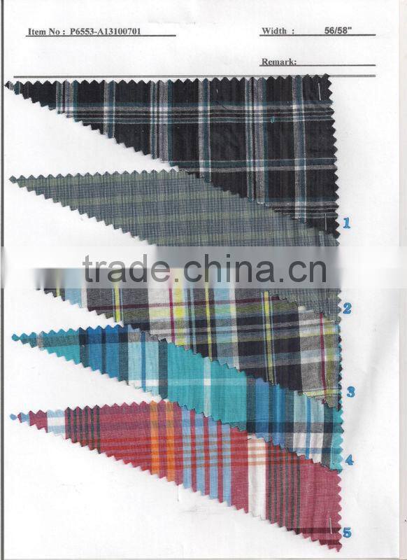 100% Cotton Yarn Dyed Shirting Fabric Textile Stock:P6553-A13100701