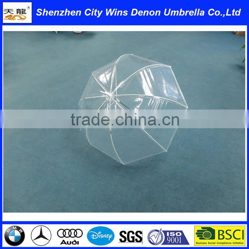 23"8k PVC umbrella transparent white, hook handle rain use straight umbrella