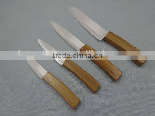 Classical Bamboo Material Handle 3 inch Ceramic Fruit Knife