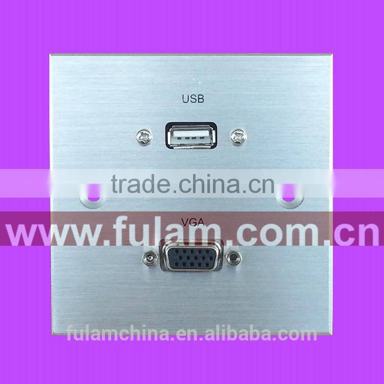 Aluminum wall socket VGA USB Face Plate
