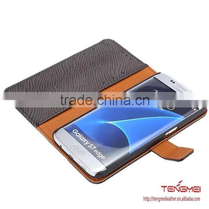 zebra grain leather case for samsung s7 edge with card slots