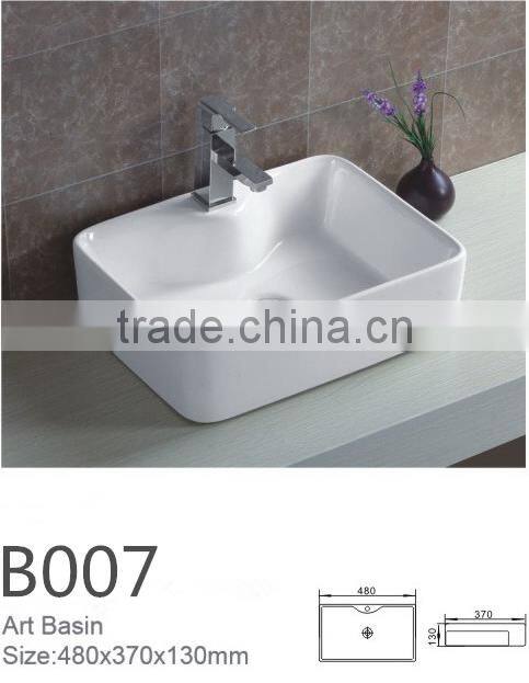 new desigh squre ceramic basin bathroom white square single hole art basin hot sale cheap price wash basin YB007