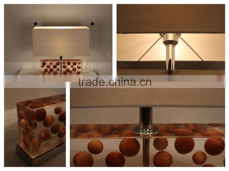 DIY Wooden Ball Resin Luxury Unique Amber Table Lamps Modern Hotel Table Lamp