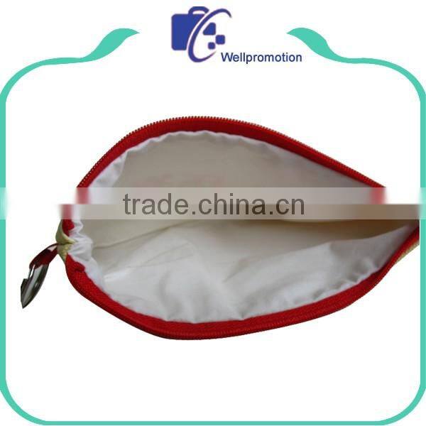 Fashion small size white canvas zipper cosmeitc pouch cosmetic bag