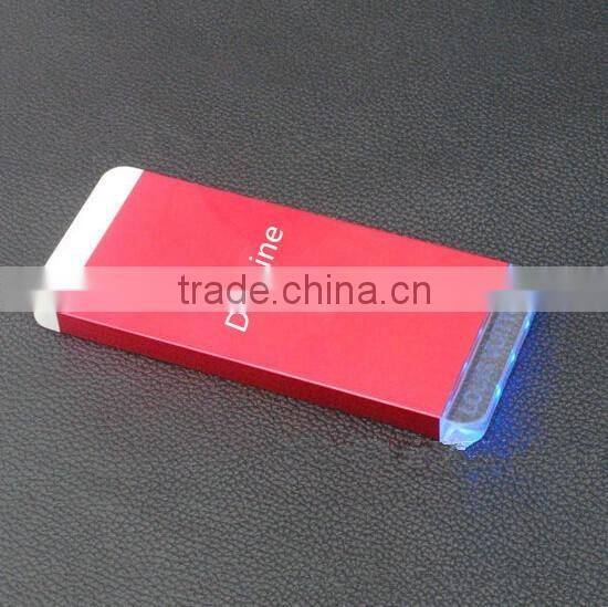 Manufacture supplier crystal power bank with 3 led colors lighting logo charging for cell mobile phone
