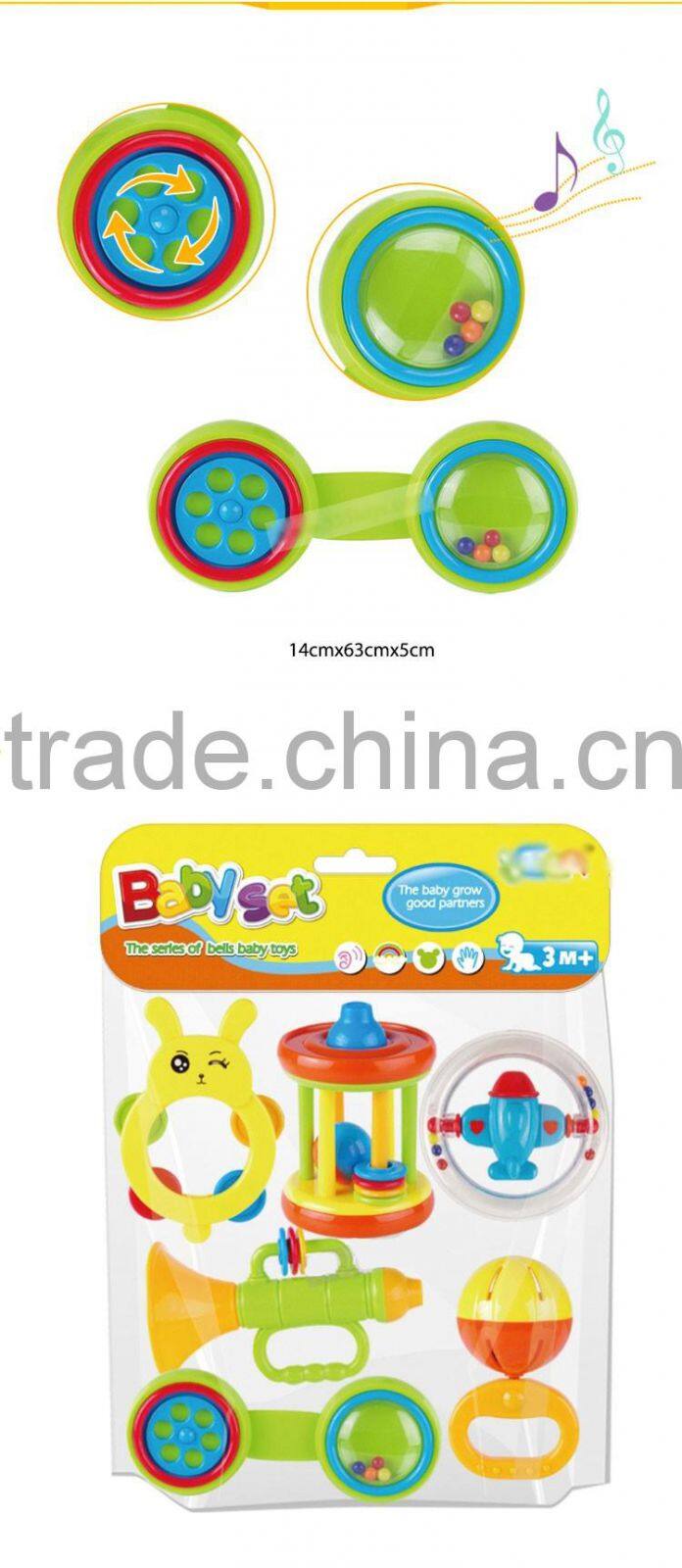 Promotion plastic baby hanging toy rattle bottle set for sale