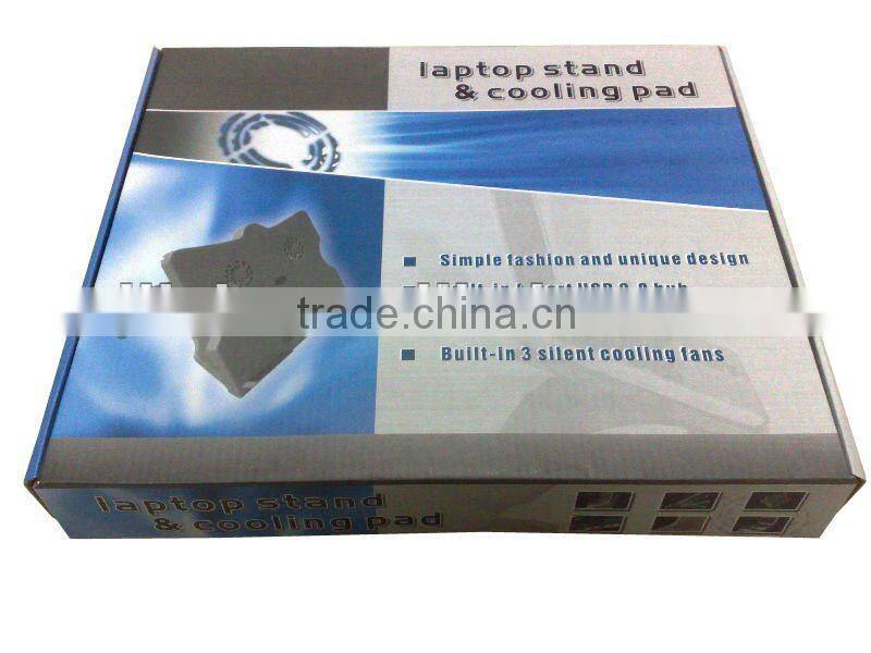 6-Level Adjustable Notebook Laptop Stand Cooling Pad Cooler-3 FANS