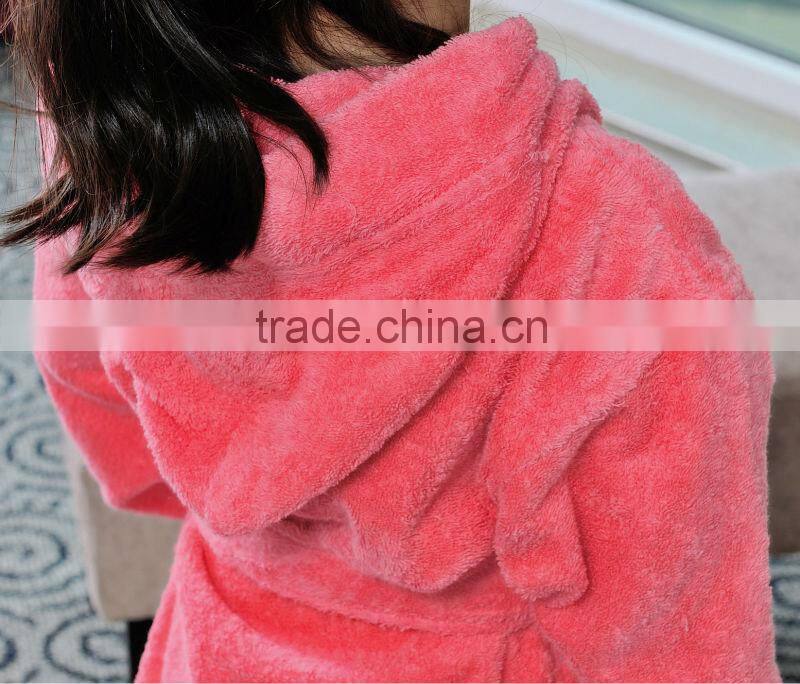 Fashion 100 cotton terry girls bathrobes with applique
