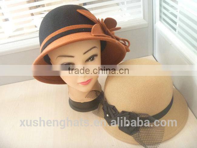 best selling cloche hat with black lace flower