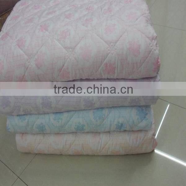 Luxury quilted silk fabric bedding set/polyesster printed quilt