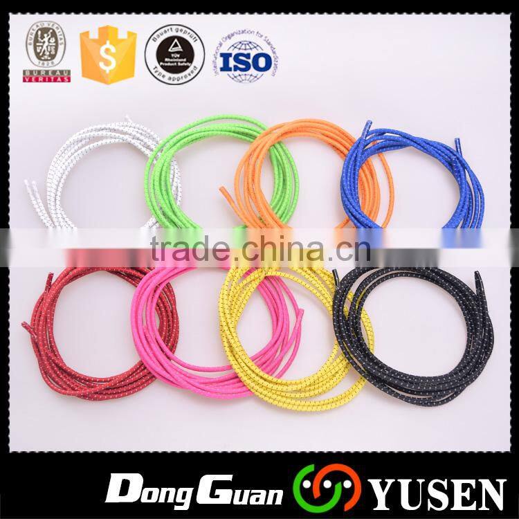 Fashionable sports Safety coloured 3mm elastic shoelace with stopper no tie shoe laces