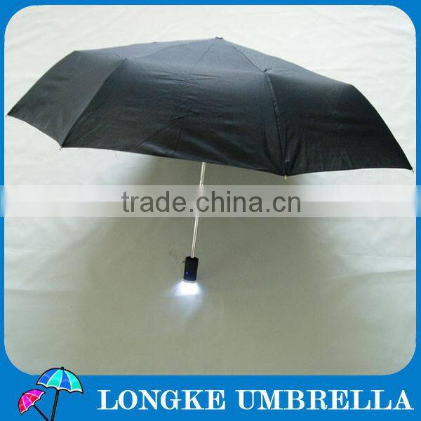 3 fold umbrella with torch handle/LED light umbrella
