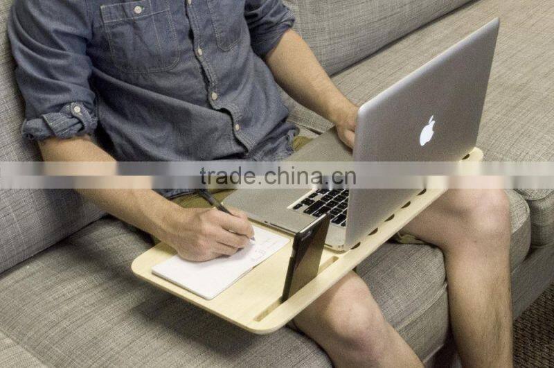 Premium Bamboo Mobile LapDesk (For 15" to 17" Laptops) with desk space