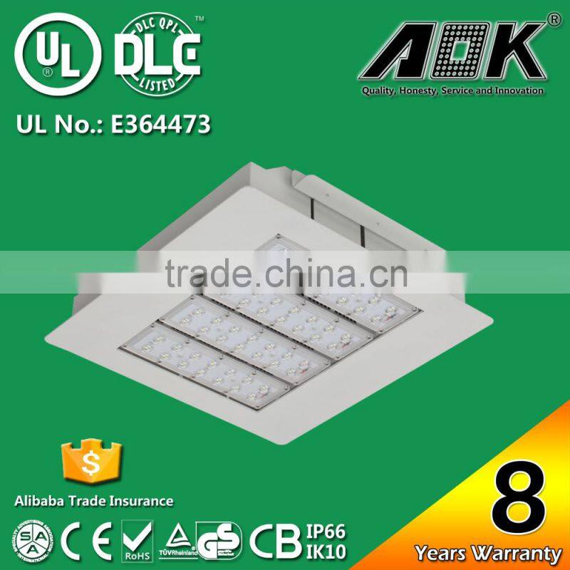 UL DLC IP66 110LM/W 100 watt led canopy light fixtures replace 200W gas station lighting
