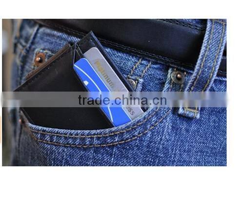 Custom mens genuine leather money clip business card credit card holder