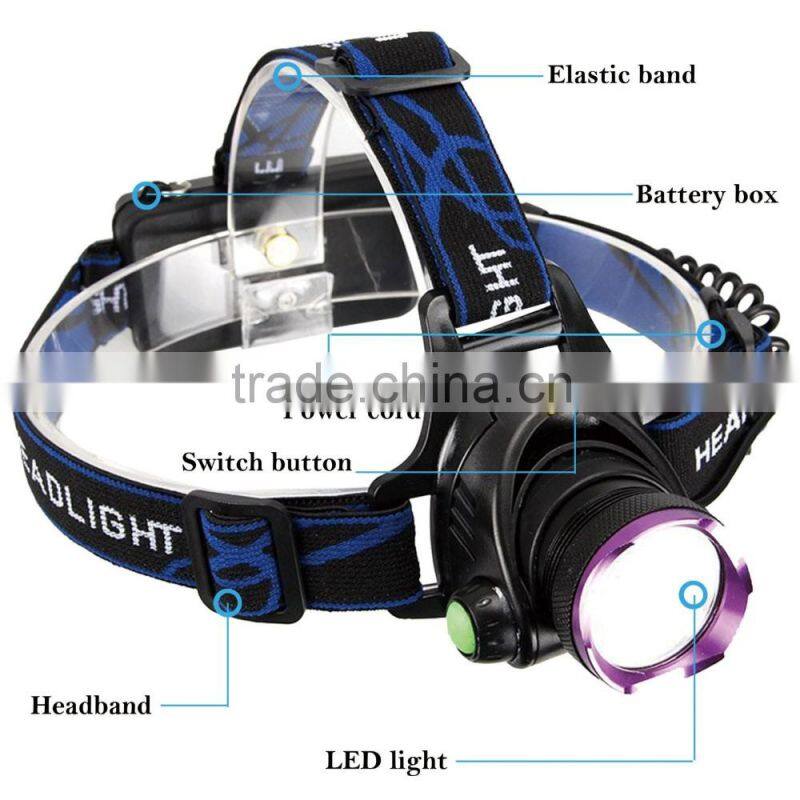 1800 Lm XM-L T6 Focus LED Headlamp Headlight Head Torch Lamp Front Lamp Camping Hiking Light With AC Charger + Car Charger