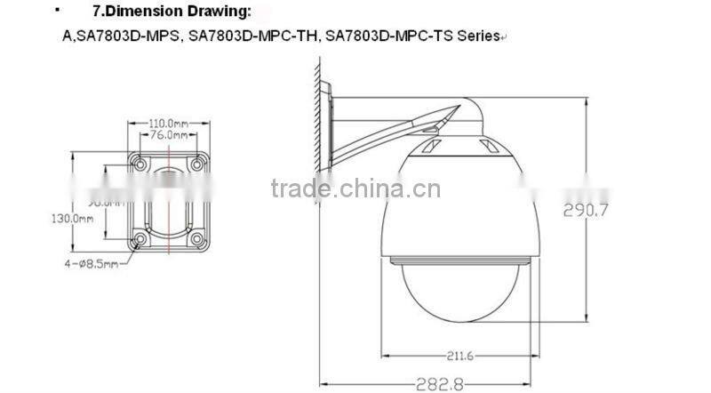 HD best Speed Dome IP Camera SA7803D-MP ip camera software