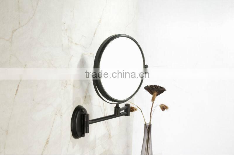 2014 new design round style wall mounted antique bronze double face bath mirror