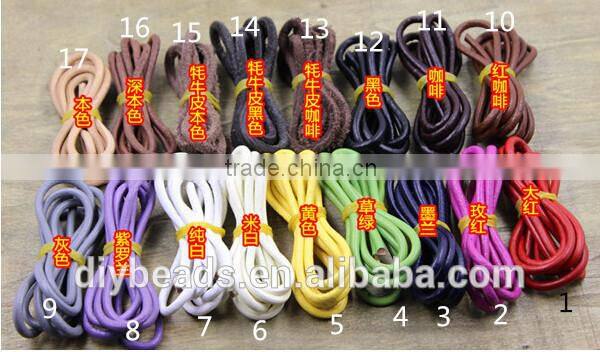wholesale price 4mm round real leather cord for making leather bracelets jewelry colorful round leather string