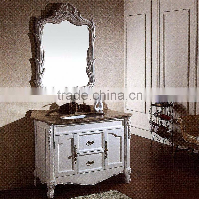 WTS22500 classic Antique 30-inch white Single Sink Bathroom Vanity with Marble Top