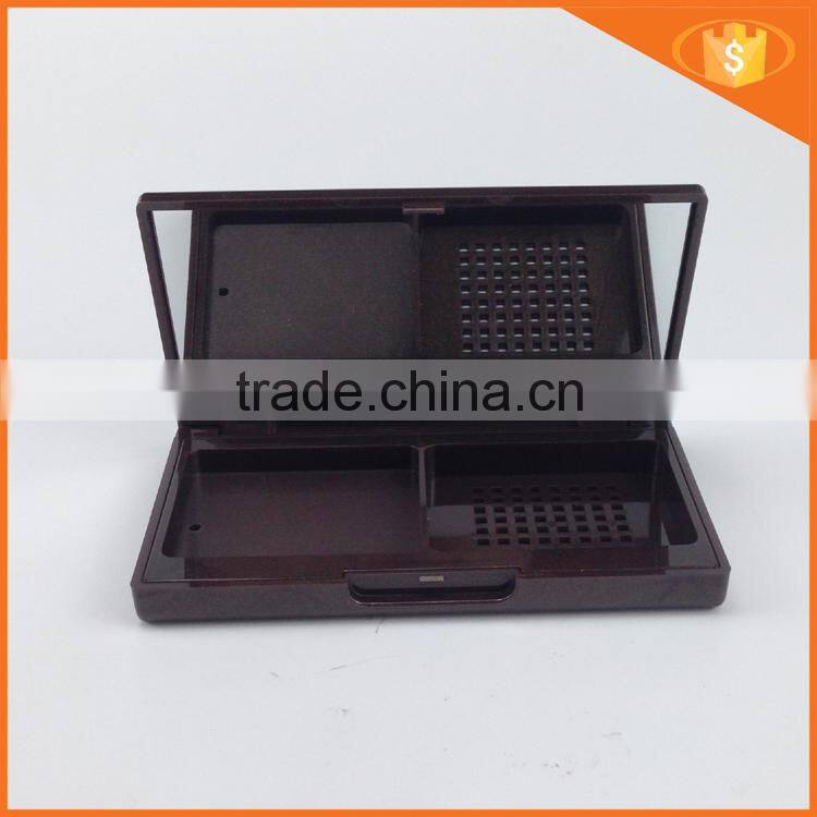 With Mirror & Helper Empty High Quality Glitter Brown Cosmetics Foundation Container