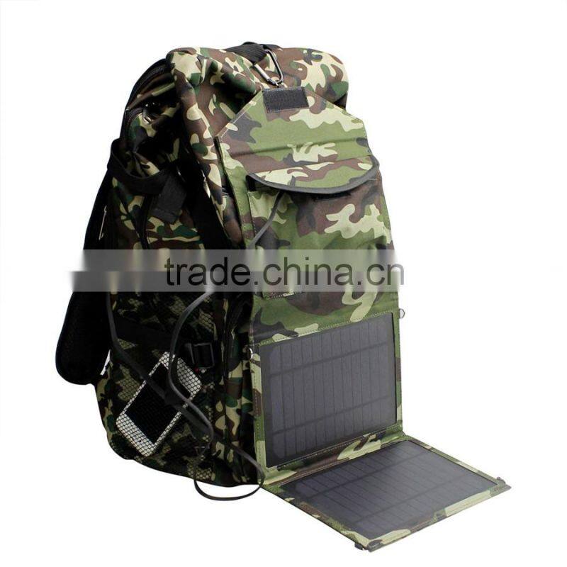Factory hot selling 7W backpack solar panel battery charger, waterproof solar mobile charger