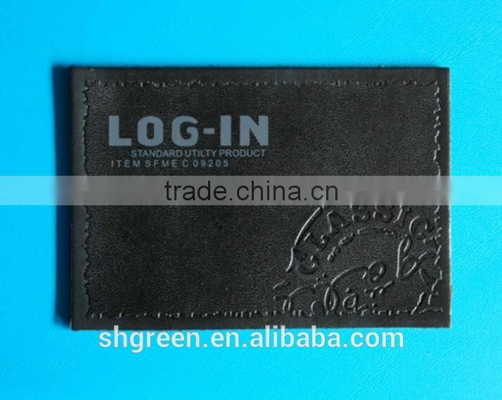 Fashion jeans brand name faux leather patch