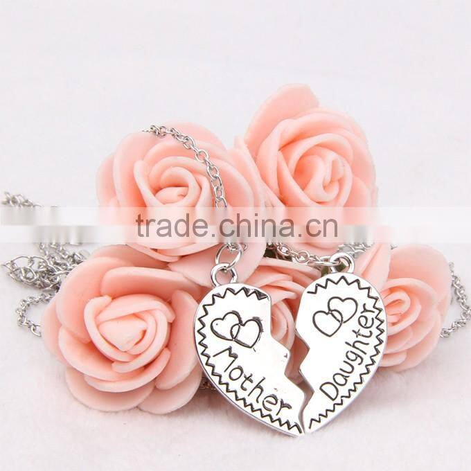Dainty necklace for lovers, heart pendant imitate silver plated necklace